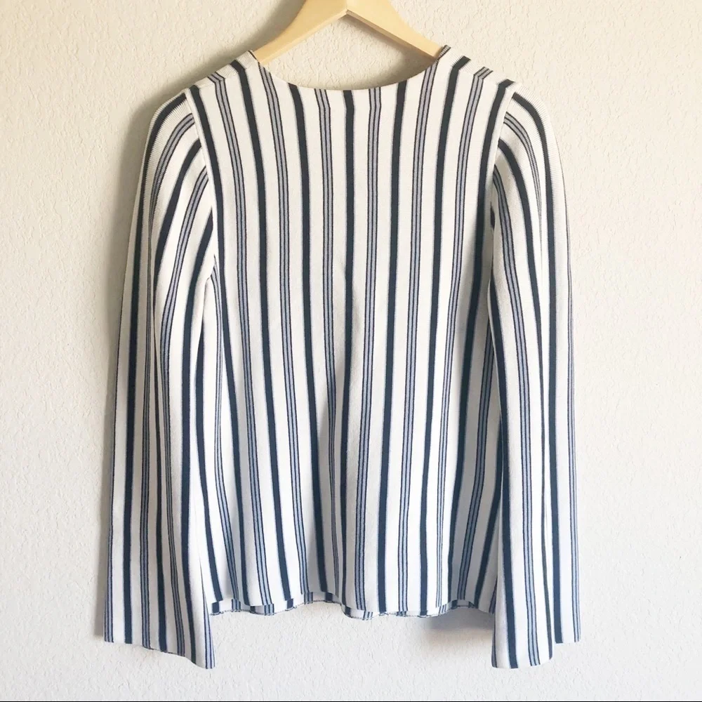 Ann Taylor Silk Blend Striped Wide Sleeve Knit Sweater Top